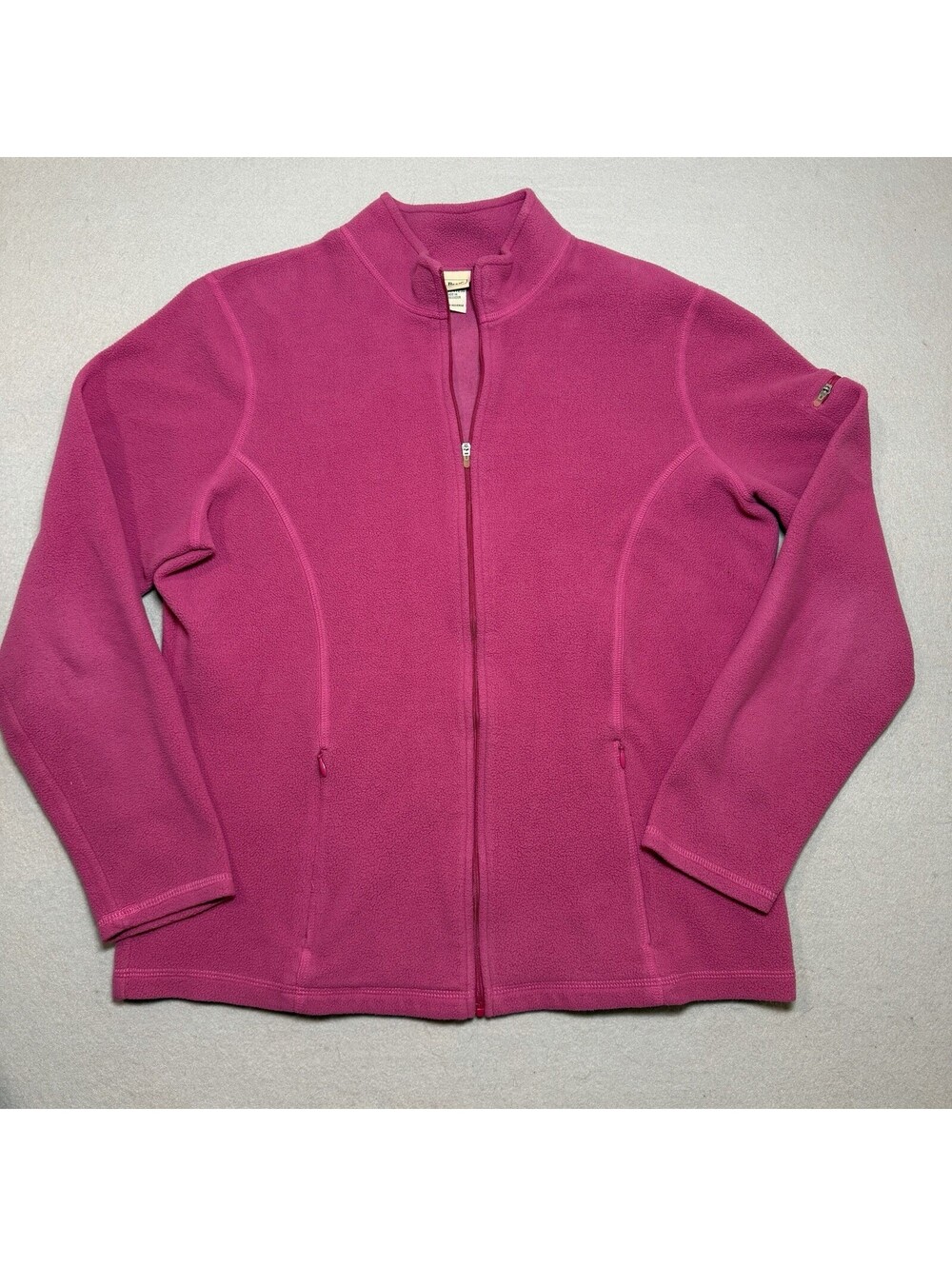 L.L. Bean Fleece Jacket Womens Large Pink Full Zip Lightweight Pockets Layering